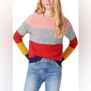 J. Crew Cozy Crewneck Sweater Colorblock Alpaca Blend Academia Casual Preppy